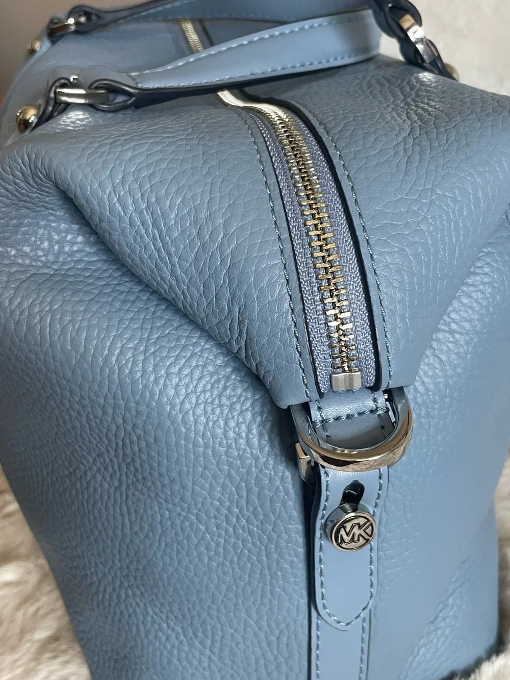 Michael Kors Slate Blue Pebbled Leather Satchel